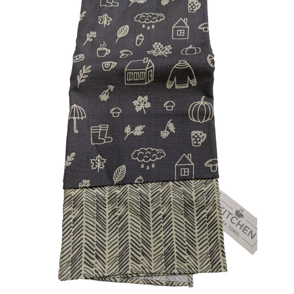 4/$20 2 TEA TOWEL Pumpkin Acorn Mushroom Sweater Coffee Dish/Kitchen/Hand - Picture 1 of 4